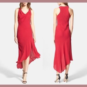 NWT $475‎ Haute Hippie Cowl Neck Racerback Silk Dress Red [SZ Medium ]